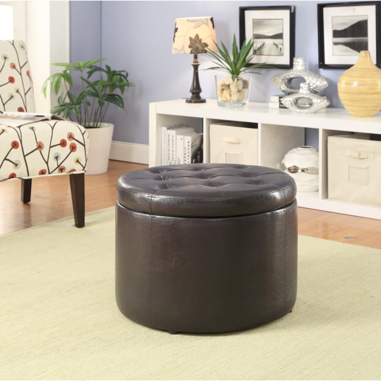 Convenience Concepts Designs4Comfort Round Shoe Ottoman, Espresso